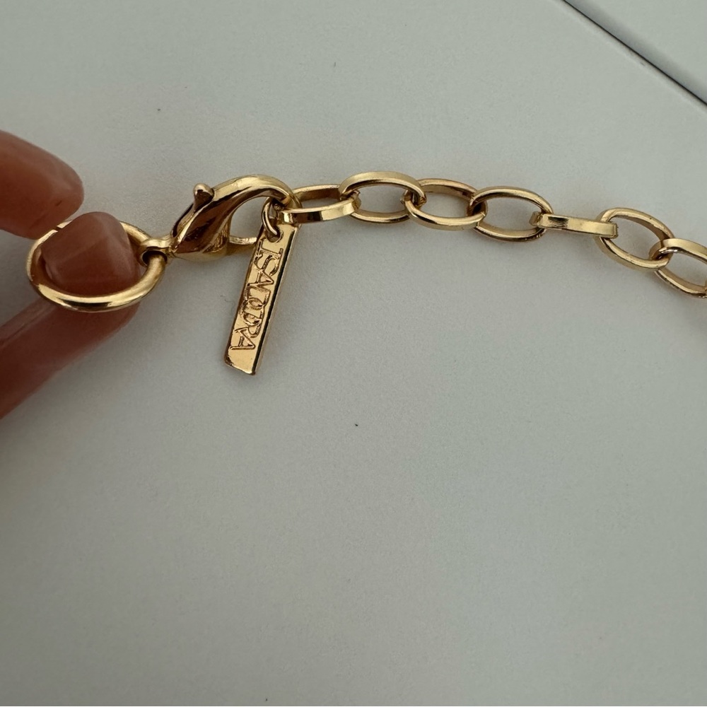 Isadora necklace chain link 🔗 pink brown white crystal look style chained gold - Picture 8 of 10